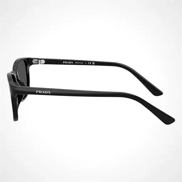 New PRADA Sunglasses Black Aviator Square Mens Letter Logo Grey Lens 52-18-140mm